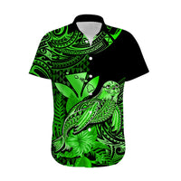(Custom Personalised) Hawaii Monk Seal Hawaiian Shirt Polynesian Kakau With Kanaka Green LT14 - Polynesian Pride