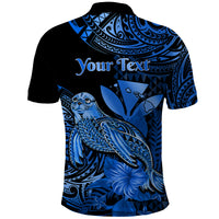 Custom Hawaii Monk Seal Polo Shirt Polynesian Kakau With Kanaka Blue LT14 - Polynesian Pride