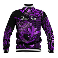 (Custom Personalised) Hawaii Hammerhead Shark Baseball Jacket Polynesian Kakau With Kanaka Purple LT14 - Polynesian Pride