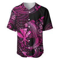 (Custom Personalised) Hawaii Hammerhead Shark Baseball Jersey Polynesian Kakau With Kanaka Pink LT14 - Polynesian Pride