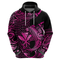 Custom Hawaii Hammerhead Shark Hoodie Polynesian Kakau With Kanaka Pink LT14 Zip Hoodie Pink - Polynesian Pride