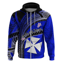 Custom Wallis and Futuna Hoodie Plumeria Flowers With Blue Polynesian Pattern LT14 - Polynesian Pride