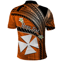 Custom Wallis and Futuna Polo Shirt Plumeria Flowers With Orange Polynesian Pattern LT14 - Polynesian Pride