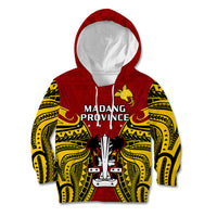 (Custom Personalised) Papua New Guinea Kid Hoodie Madang Province Mix Coat Of Arms Polynesian Art LT14 Red - Polynesian Pride