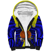 Papua New Guinea Sherpa Hoodie Morobe Province Mix Coat Of Arms Polynesian Art LT14 Unisex Yellow - Polynesian Pride