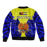 (Custom Personalised) Papua New Guinea Sleeve Zip Bomber Jacket Morobe Province Mix Coat Of Arms Polynesian Art LT14 - Polynesian Pride