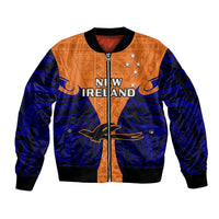 (Custom Personalised) Papua New Guinea Sleeve Zip Bomber Jacket New Ireland Province Mix Coat Of Arms Polynesian Art LT14 Unisex Orange - Polynesian Pride