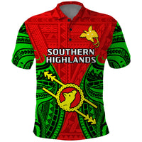 Papua New Guinea Polo Shirt Southern Highlands Province Mix Coat Of Arms Polynesian Art LT14 Red - Polynesian Pride