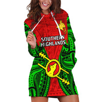(Custom Personalised) Papua New Guinea Hoodie Dress Southern Highlands Province Mix Coat Of Arms Polynesian Art LT14 - Polynesian Pride
