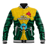 Papua New Guinea Baseball Jacket Hela Province Mix Coat Of Arms Polynesian Art LT14 Unisex Yellow - Polynesian Pride