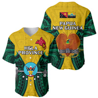 Papua New Guinea Baseball Jersey Hela Province Mix Coat Of Arms Polynesian Art LT14 Yellow - Polynesian Pride