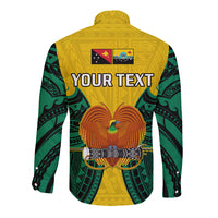 (Custom Personalised) Papua New Guinea Long Sleeve Button Shirt Hela Province Mix Coat Of Arms Polynesian Art LT14 - Polynesian Pride