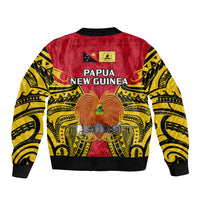 Papua New Guinea Sleeve Zip Bomber Jacket National Capital District Mix Coat Of Arms Polynesian Art LT14 - Polynesian Pride