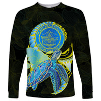 (Custom Personalised) Palau Long Sleeve Shirt Hibiscus Turtle Mix Coat Of Arms Black Version LT14 Unisex Black - Polynesian Pride