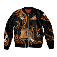 Tokelau Sleeve Zip Bomber Jacket Tokelauan Tatau With Badge Gold LT14 Unisex Gold - Polynesian Pride