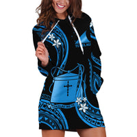 Tokelau Hoodie Dress Tokelauan Tatau With Badge Blue LT14 - Polynesian Pride