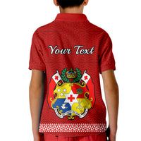 (Custom Personalised) Tonga Fathers Day Kid Polo Shirt Red Tongan Ngatu I Love You Dad LT14 - Polynesian Pride