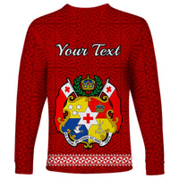 (Custom Personalised) Tonga Fathers Day Long Sleeve Shirt Red Tongan Ngatu I Love You Dad LT14 - Polynesian Pride