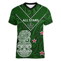 Aotearoa Rugby Women V Neck T Shirt All Stars New Zealand Tiki Maori LT14 - Polynesian Pride