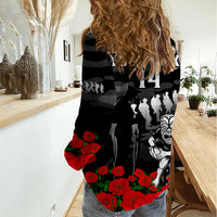 (Custom Text And Number) New Zealand ANZAC Rugby Women Casual Shirt Silver Fern All Black Camouflage Mix Poppy LT14 - Polynesian Pride