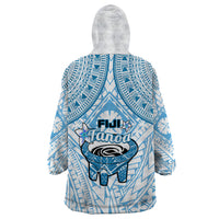 Fiji Tanoa Wearable Blanket Hoodie Kava Bowl Fijian Tapa Blue Pattern LT14 - Polynesian Pride