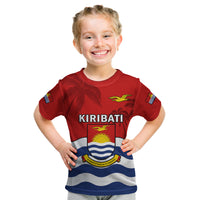 (Custom Personalised) Ribaberiki Kiribati Coat Of Arms Mix Palm Trees Kid T Shirt LT14 Youth XL Size14 - Polynesian Pride