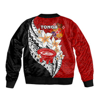 Tonga Kava Bowl Sleeve Zip Bomber Jacket Tongan Kupesi Ngatu Pattern Black LT14 - Polynesian Pride