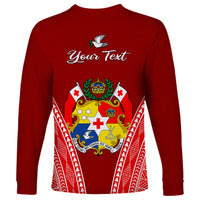 (Custom Personalised) Tonga Heilala Flowers Long Sleeve Shirt Tongan Ngatu White Special Verison LT14 - Polynesian Pride