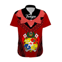 Tonga Heilala Flowers Hawaiian Shirt Tongan Ngatu Black Special Verison LT14 - Polynesian Pride