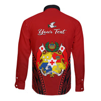 (Custom Personalised) Tonga Heilala Flowers Long Sleeve Button Shirt Tongan Ngatu Black Special Verison LT14 - Polynesian Pride