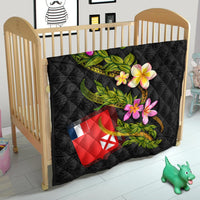 Wallis and Futuna Polynesian Custom Personalised Quilt - Plumeria Tribal - Polynesian Pride