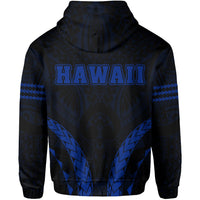 Polynesian Kakau Seal of Hawaii Zip Hoodie Sport Style Version 2.0 Blue - Polynesian Pride