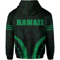 Polynesian Kakau Seal of Hawaii Zip Hoodie Sport Style Version 2.0 Green - Polynesian Pride