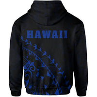 Kanaka Map Zipper Hoodie (Blue) Turtle Style - Polynesian Pride