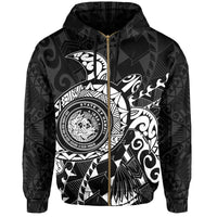 Hawaii Coat of Arms Zipper Hoodie (White) Turtle Style - Polynesian Pride
