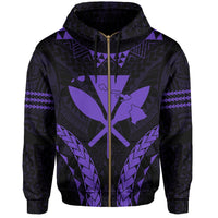 Polynesian Kakau Kanaka Map Hawaii Zip Hoodie Sport Style Version 2.0 Purple - Polynesian Pride