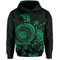 Hawaii Coat of Arms Hoodie (Green) Turtle Style - Polynesian Pride
