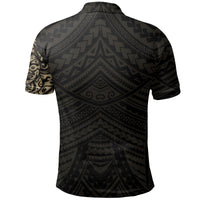 New Zealand Maori Polo Shirt, Maori Lion Tattoo Golf Shirts Tan - Polynesian Pride