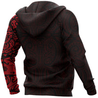 Maori Tattoo Hoodie, New Zealand Lizard Pullover Red Hoodie - Polynesian Pride