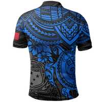 Samoa Polo Shirt Samoan FLag Coat Of Arms Blue Turtle Hibiscus - Polynesian Pride