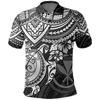 Hawaii Polo Shirt Kanaka Maoli White Turtle Hibiscus Unisex White - Polynesian Pride