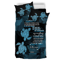 Hawaii Turtle Bedding Set Hibiscus To My Wife Blue AH - Polynesian Pride