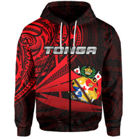 Tonga Zip Hoodie Kalia Polynesian NO.1 LT6 Unisex Red - Polynesian Pride