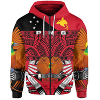 Kumuls Papua New Guinea Zip up Hoodie Rugby Unisex Red - Polynesian Pride