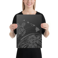 Hawaii Turtle Polynesian Map Plumeria Gray Canvas 12x16 Canvas Gray - Polynesian Pride