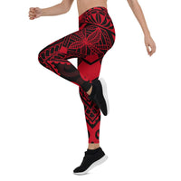 Guam Polynesian Leggings - Guam Red Seal with Polynesian Tattoo - Polynesian Pride