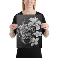 Hibiscus Plumeria Mix Polynesian Turtle Gray Canvas 12x16 Canvas Gray - Polynesian Pride