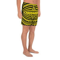 Polynesian Seamless yellow Men's Athletic Long Shorts - Polynesian Pride