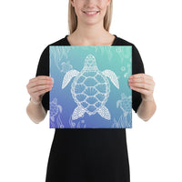 Turtle Gardiant Background Canvas 12x12 Canvas White - Polynesian Pride