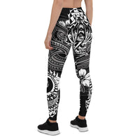 Samoa Leggings - White Shark Polynesian Tattoo - Polynesian Pride